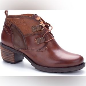 Pikolinos Le Mans Brown Leather Lace Up Heeled Ankle Boots Booties 38
